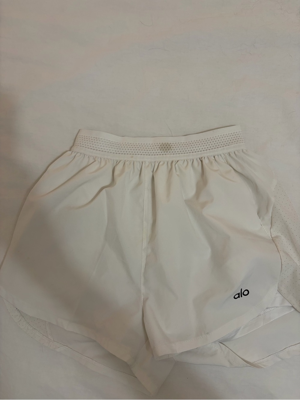 ALO Yoga White Athletic Shorts with Subtle Logo
